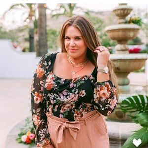 Long sleeve | Floral blouse | amaryllis | Medium